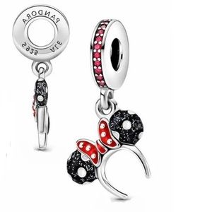 Minnie Mouse Black and White Ear Headband Pendant Charm